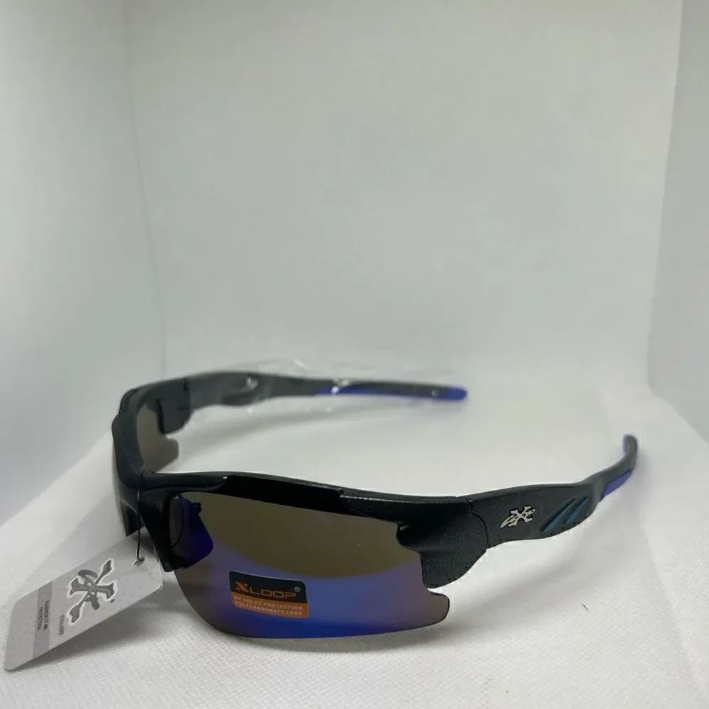 X-Loop Semi Rimless Wrap Mirrored Sunglasses